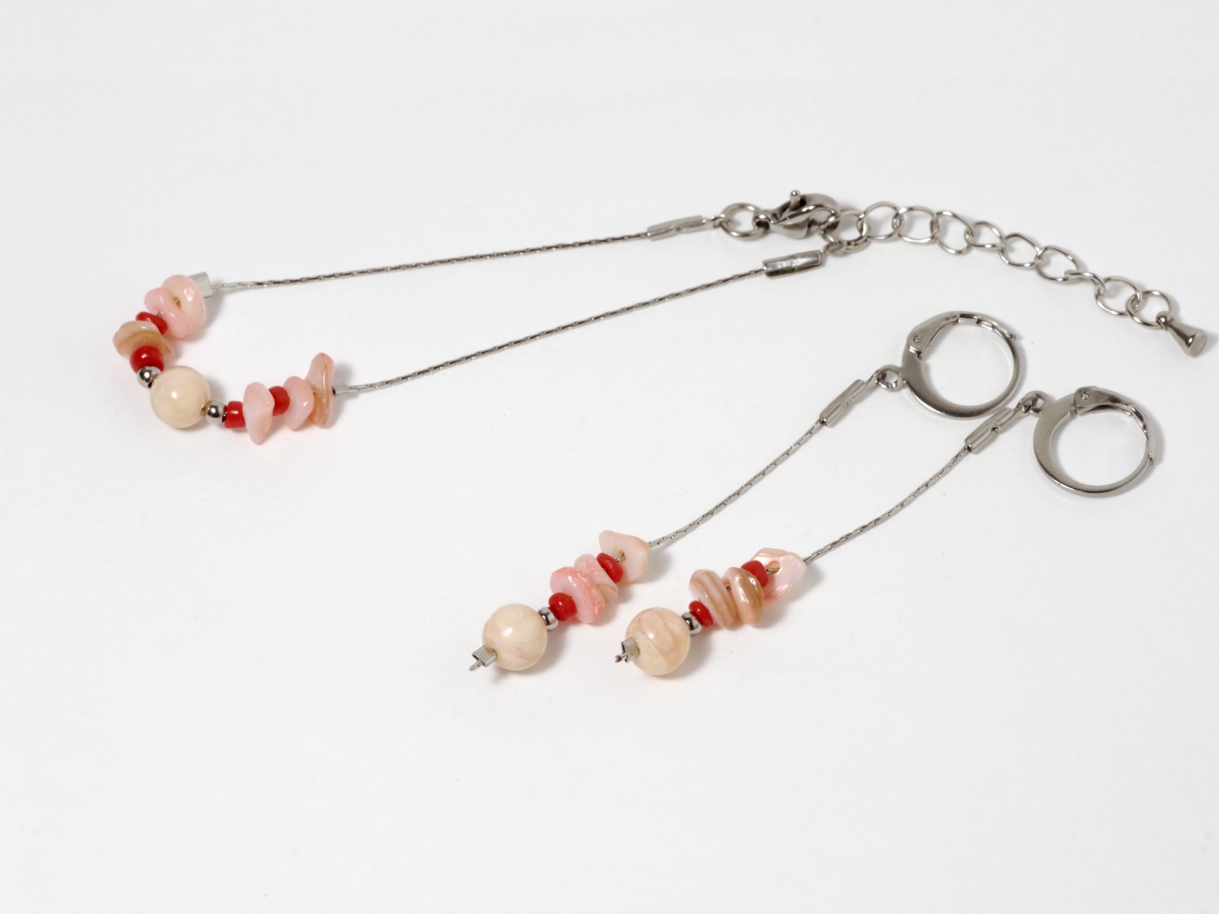 Parure Petra gemmes roses, bracelet et/ou boucles d'oreilles – Image 7