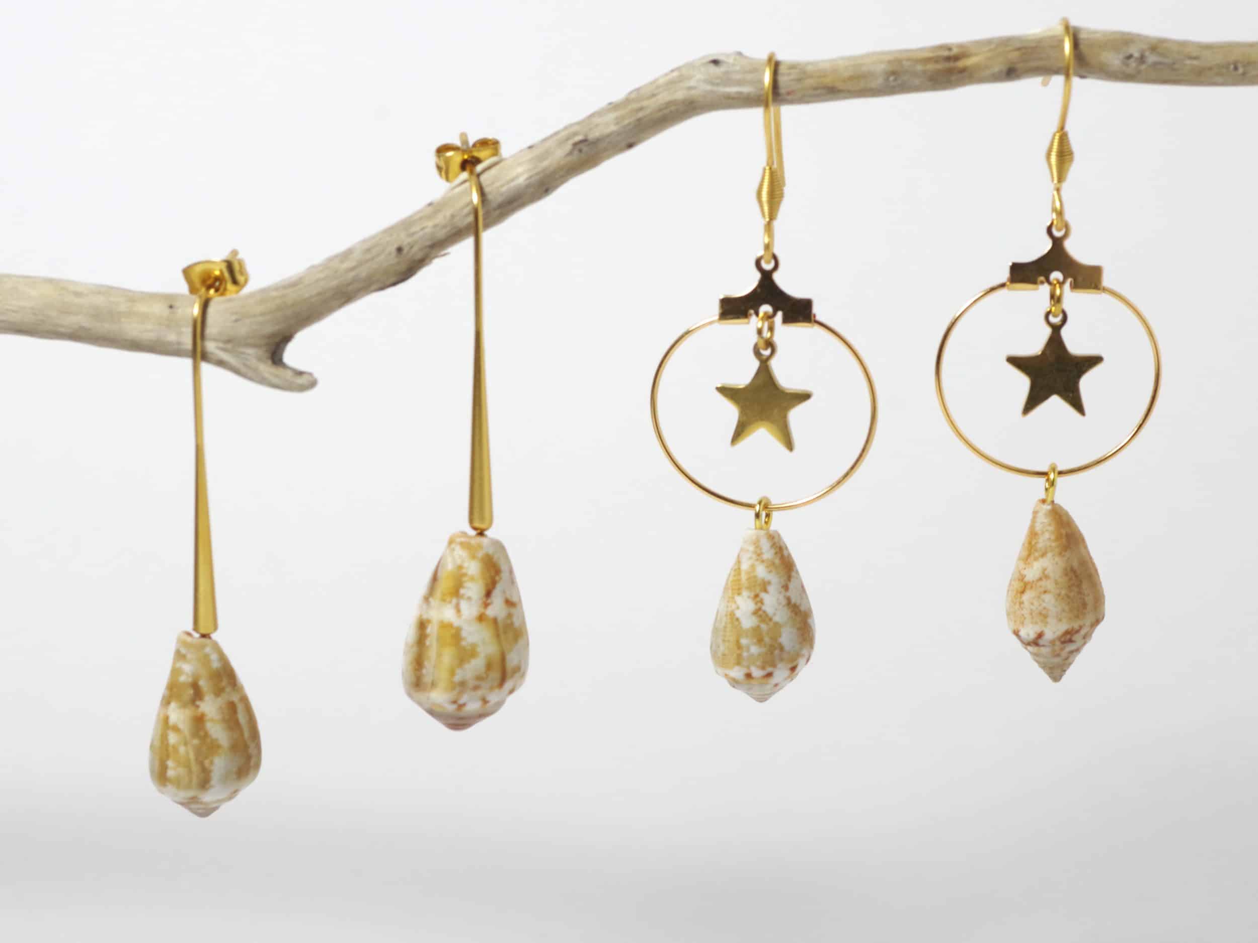 Boucles d'oreilles Mi-Aout, coquillages stylés – Image 6