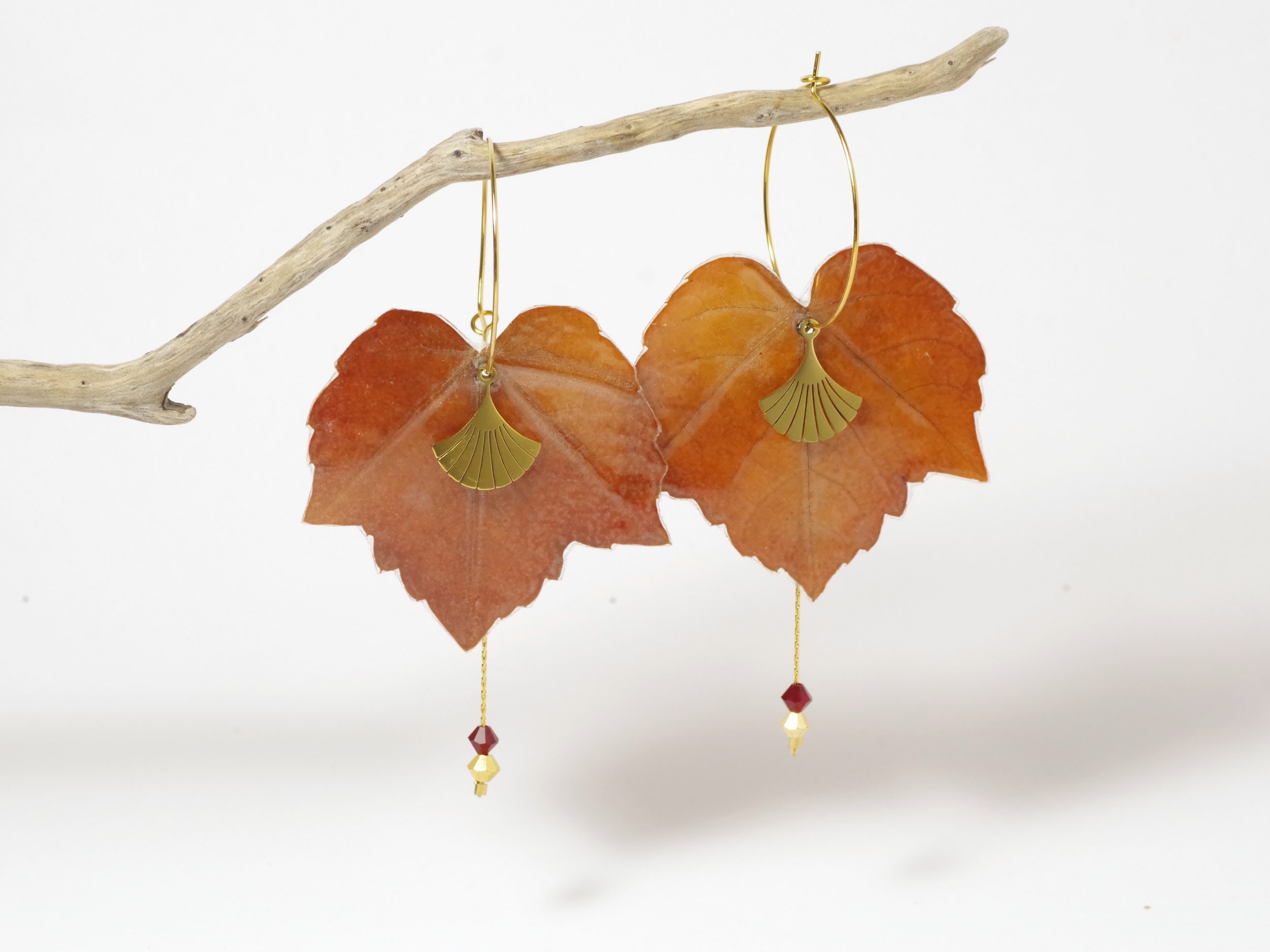 Boucles d'oreilles Elfy, feuilles d'automne – Image 2