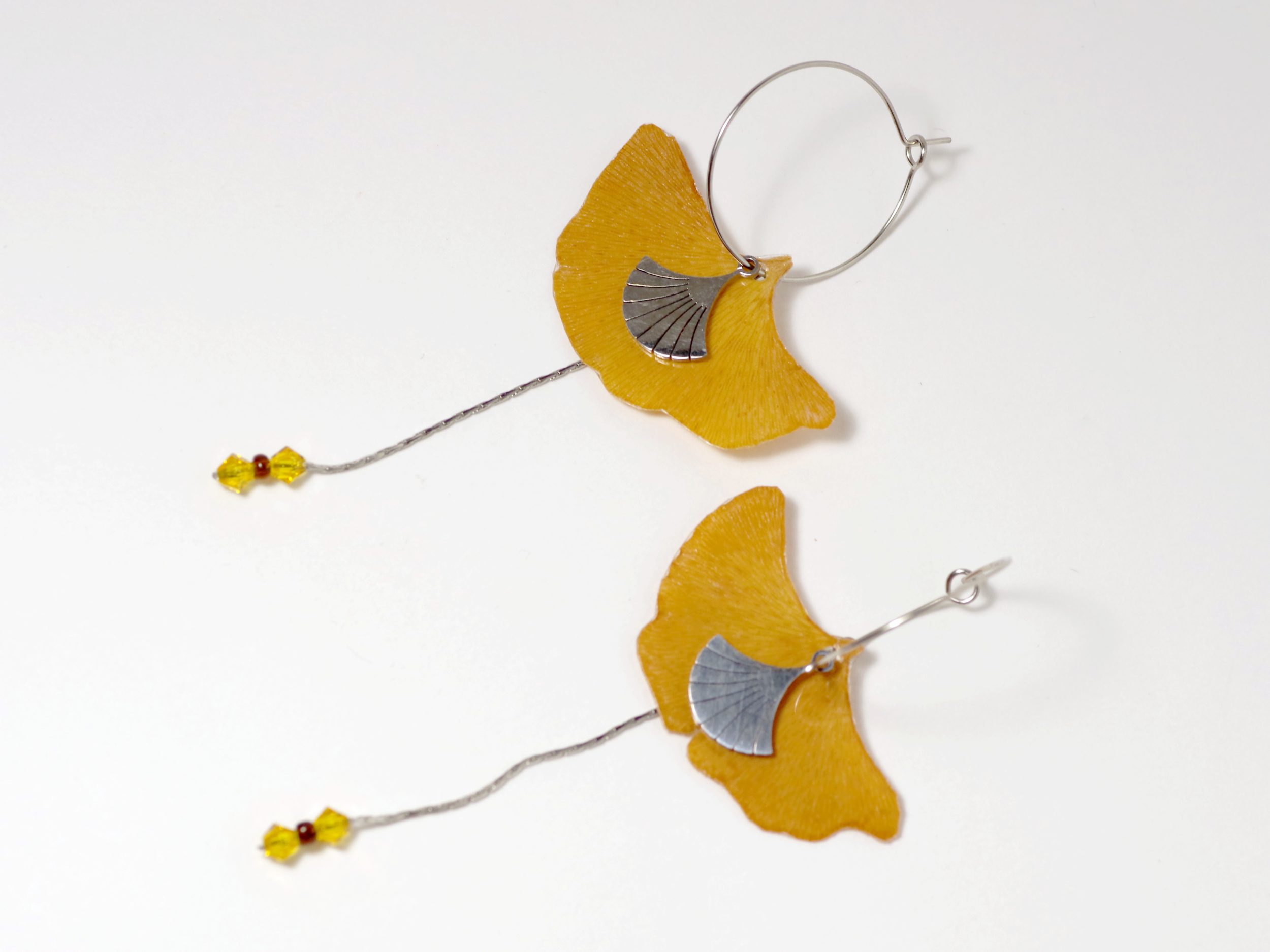 Boucles d'oreilles Elfy, feuilles de ginkgo – Image 4