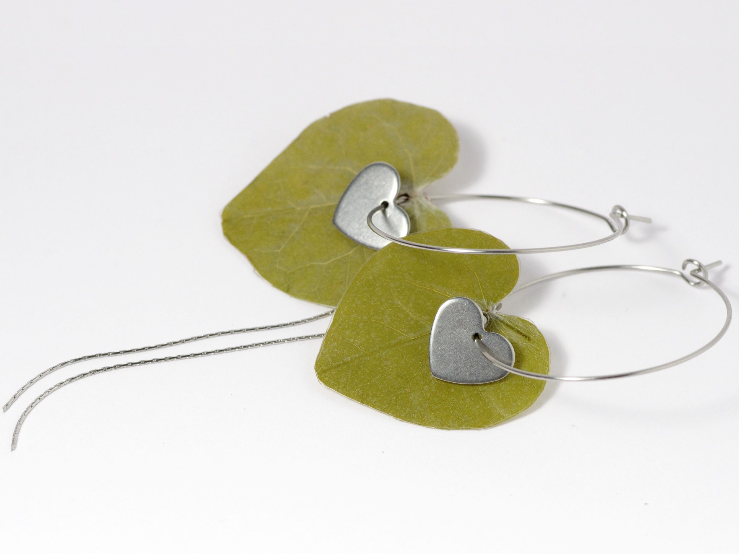 Boucles d'oreilles Elfy, feuilles en forme de cœur – Image 3