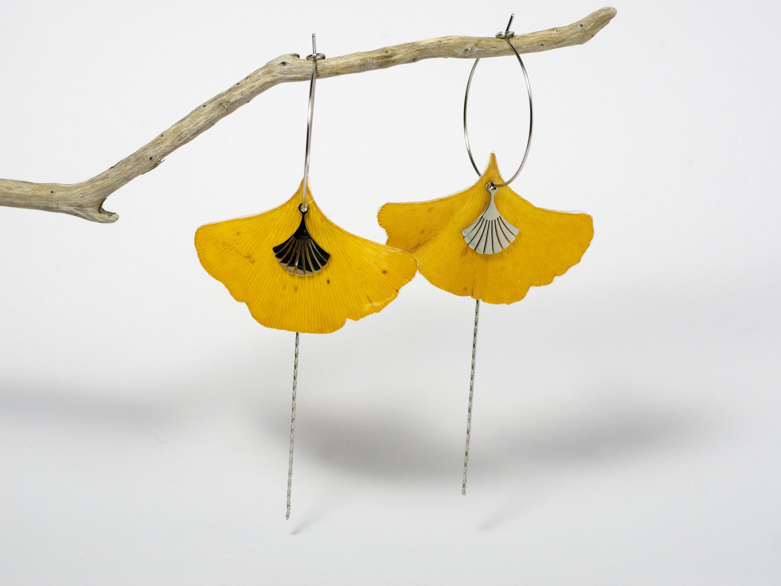 Boucles d'oreilles Elfy, feuilles de ginkgo – Image 3