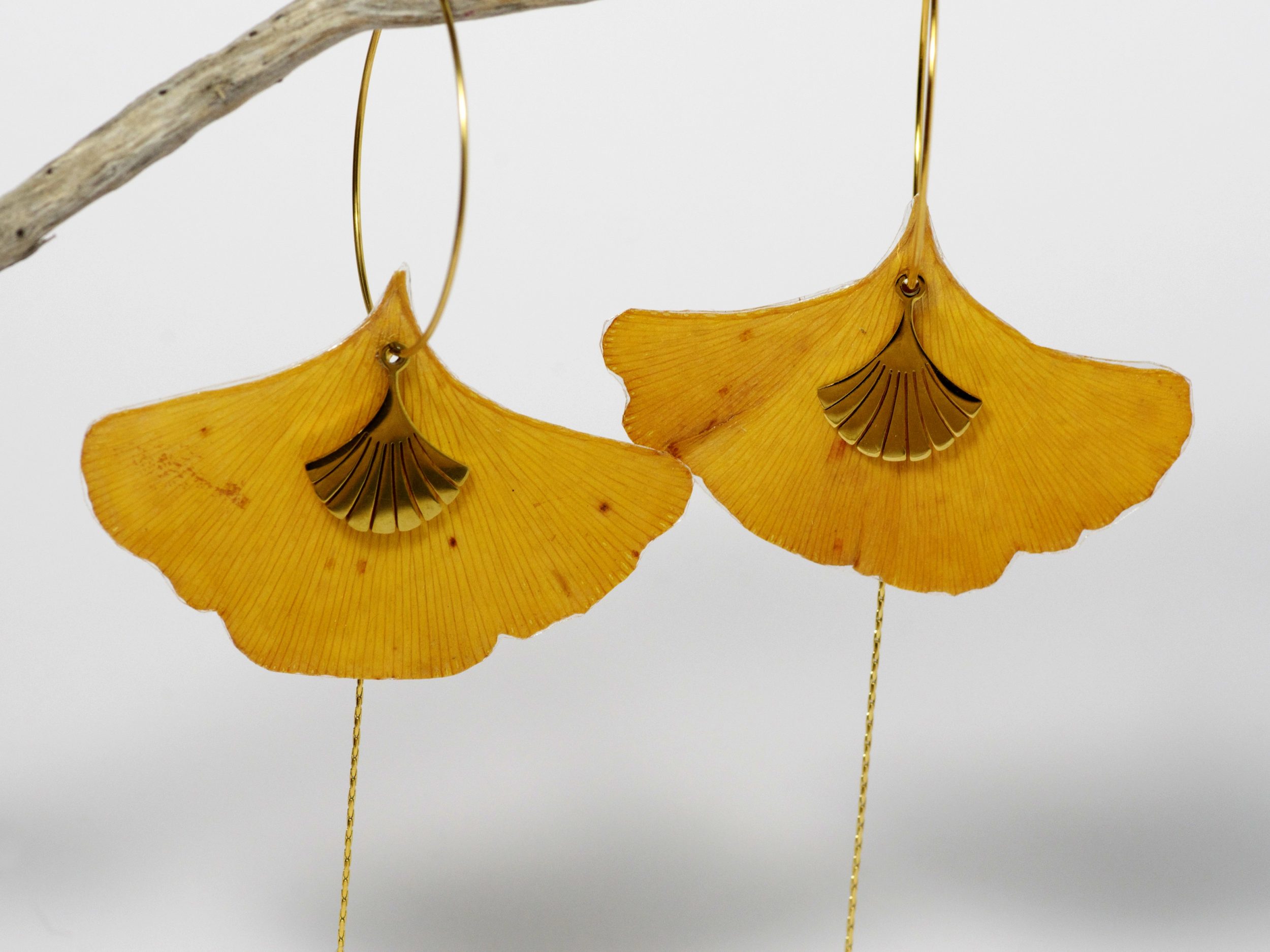 Boucles d'oreilles Elfy, feuilles de ginkgo – Image 4