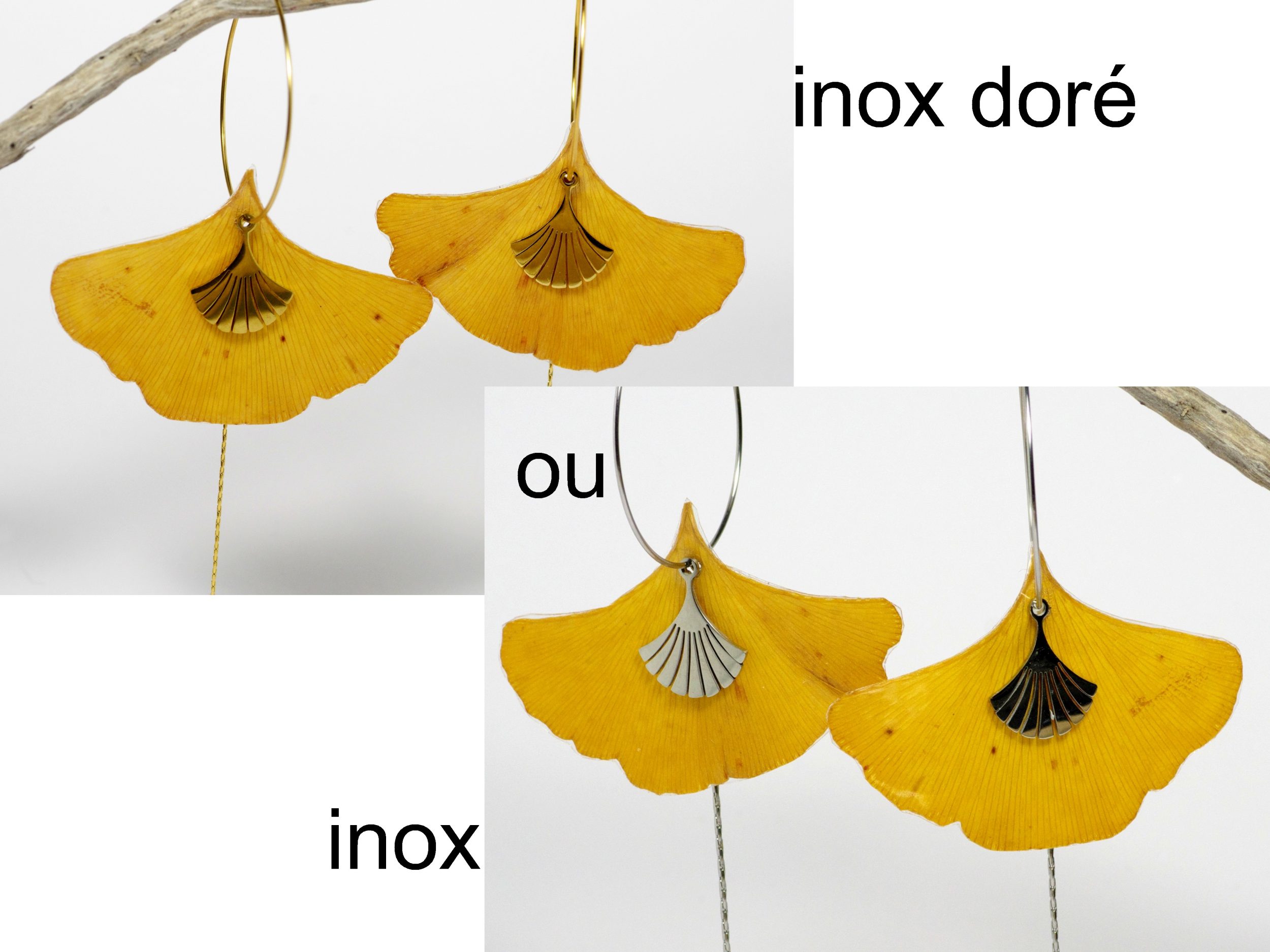 Boucles d'oreilles Elfy, feuilles de ginkgo – Image 2