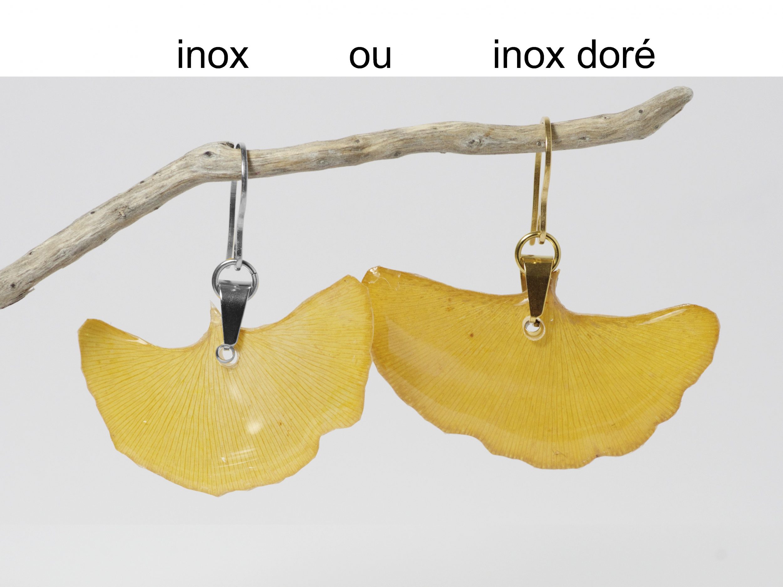 Boucles d'oreilles Mis Nature, ginkgo en eventail – Image 2