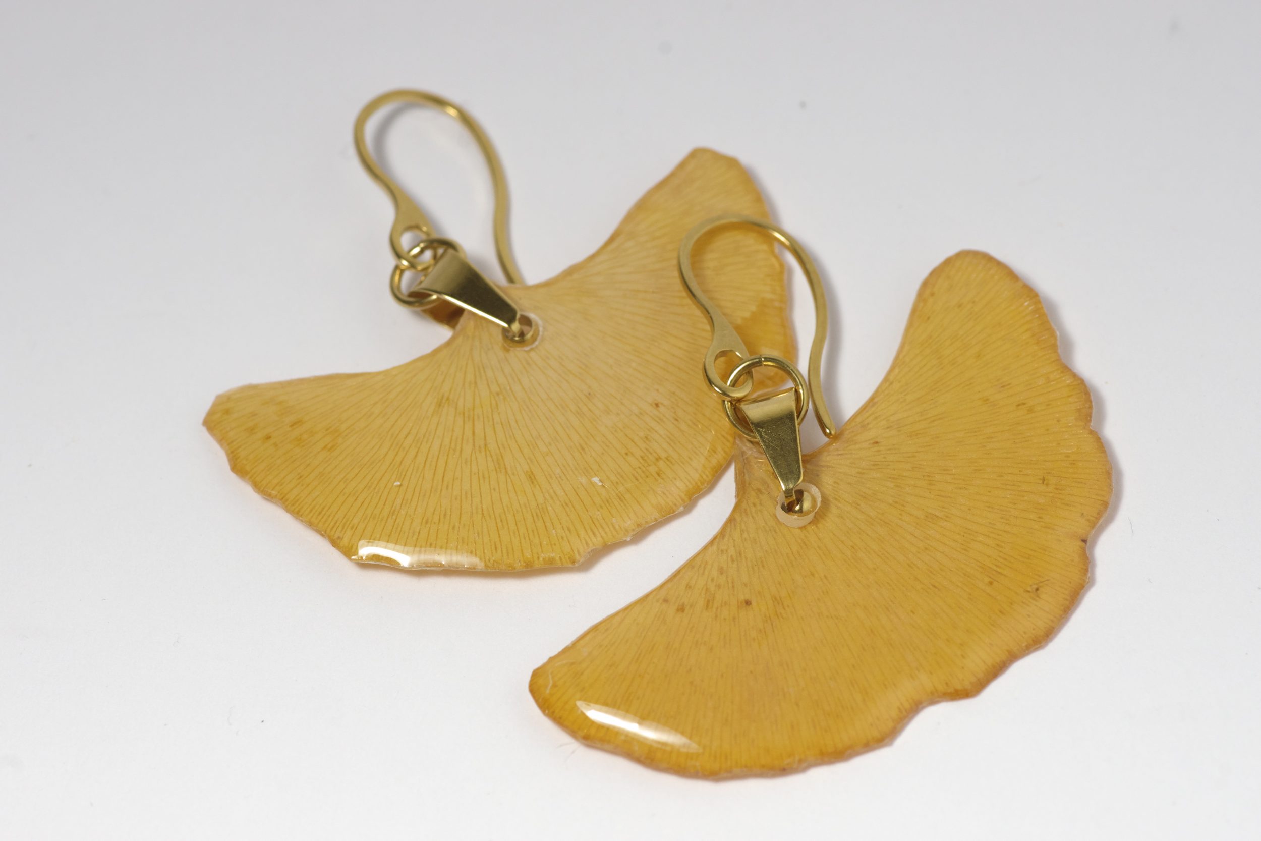 Boucles d'oreilles Mis Nature, ginkgo en eventail – Image 5