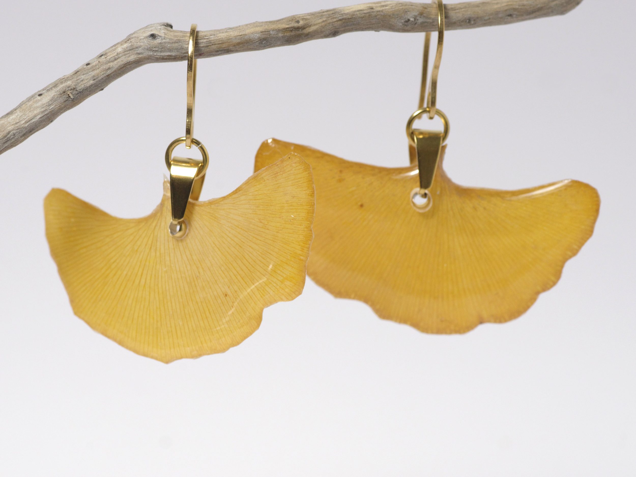 Boucles d'oreilles Mis Nature, ginkgo en eventail – Image 4