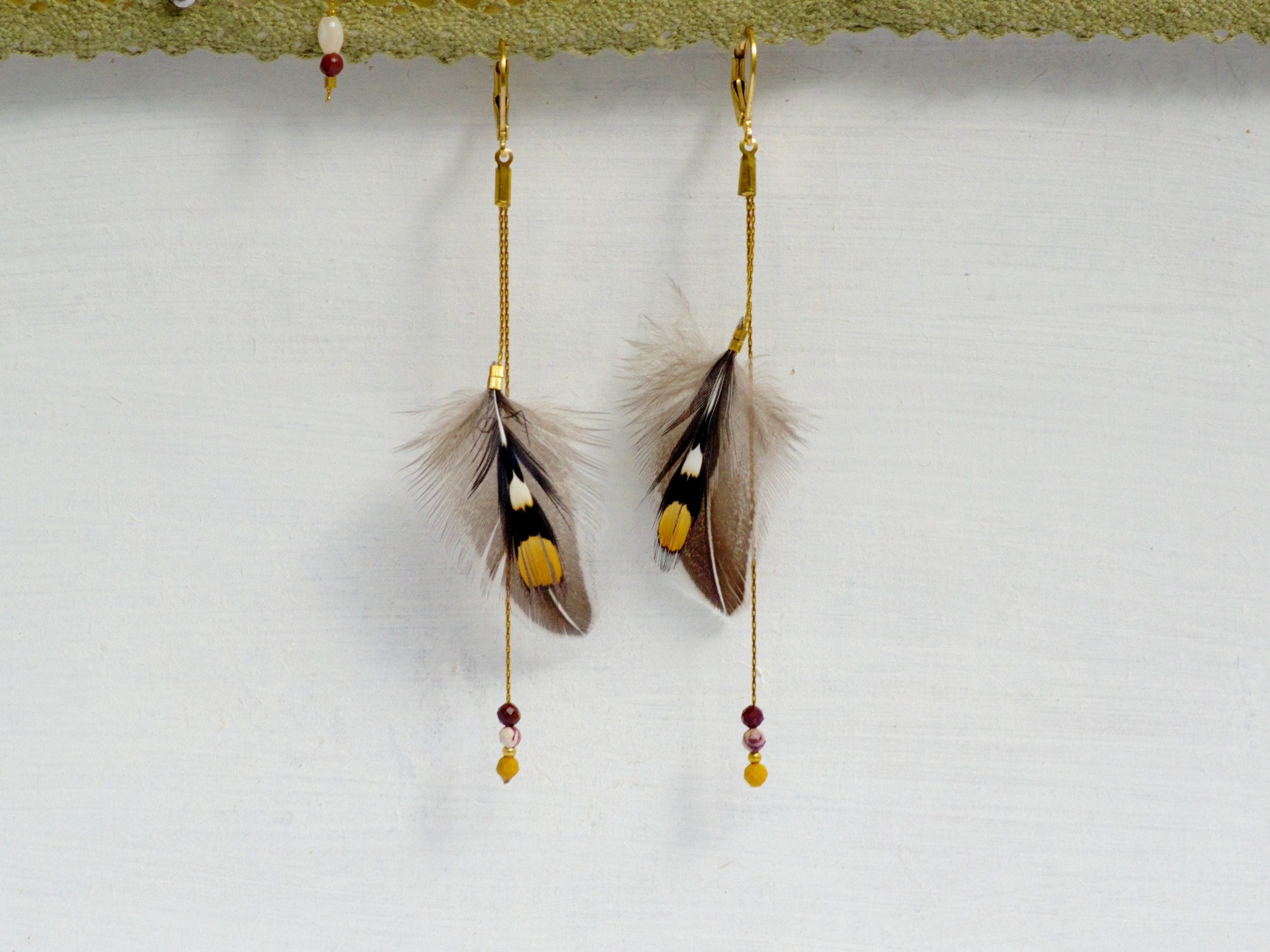 Boucles d'oreilles Oiseau Du Soir, jungle cock – Image 5