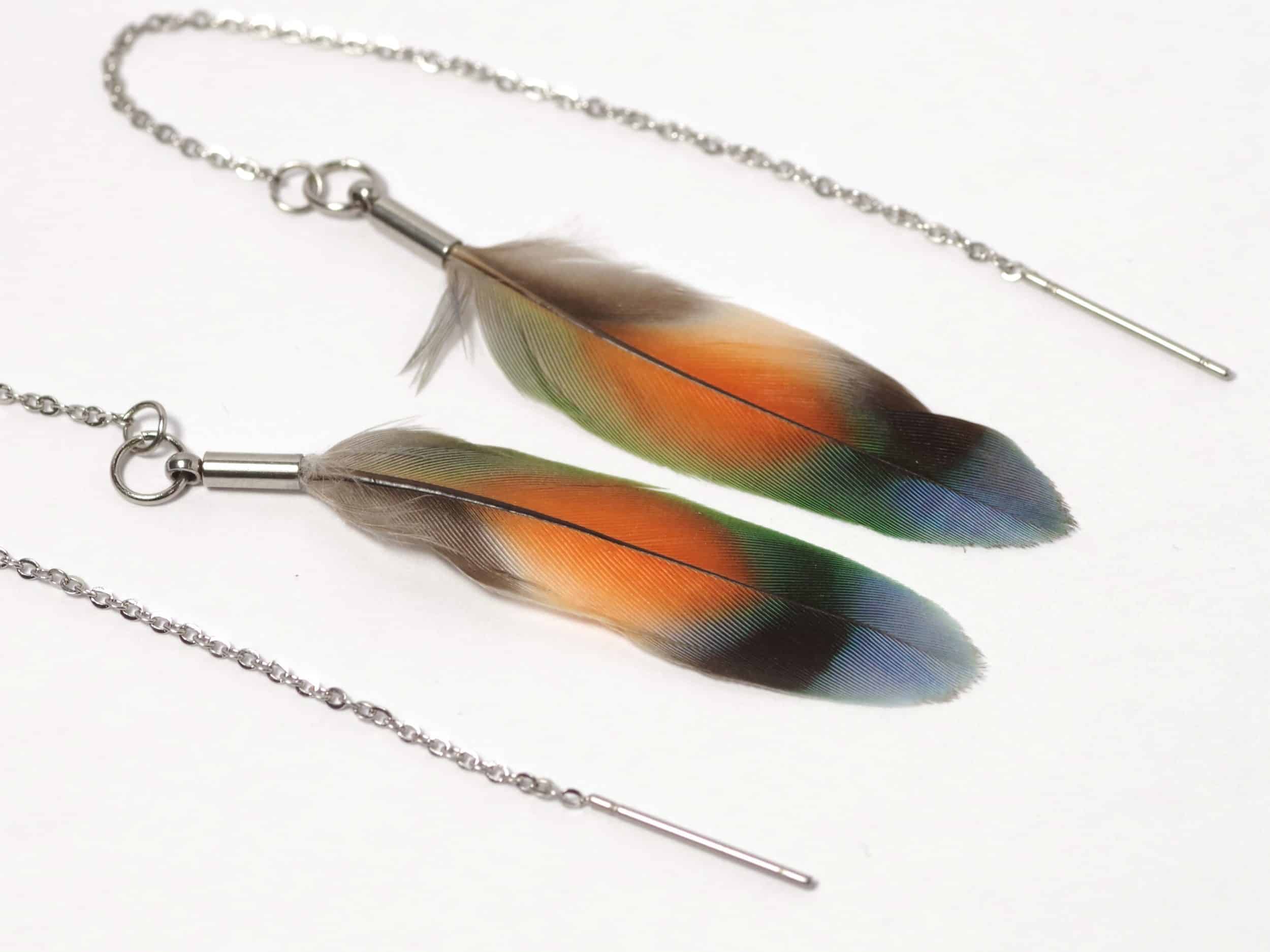 Chaînes d'oreilles Ava, plume de lovebird – Image 2