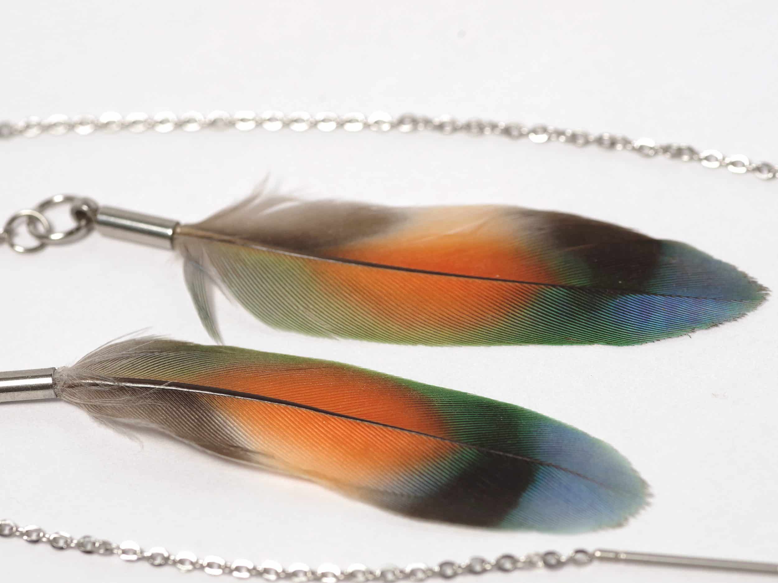 Chaînes d'oreilles Ava, plume de lovebird – Image 4