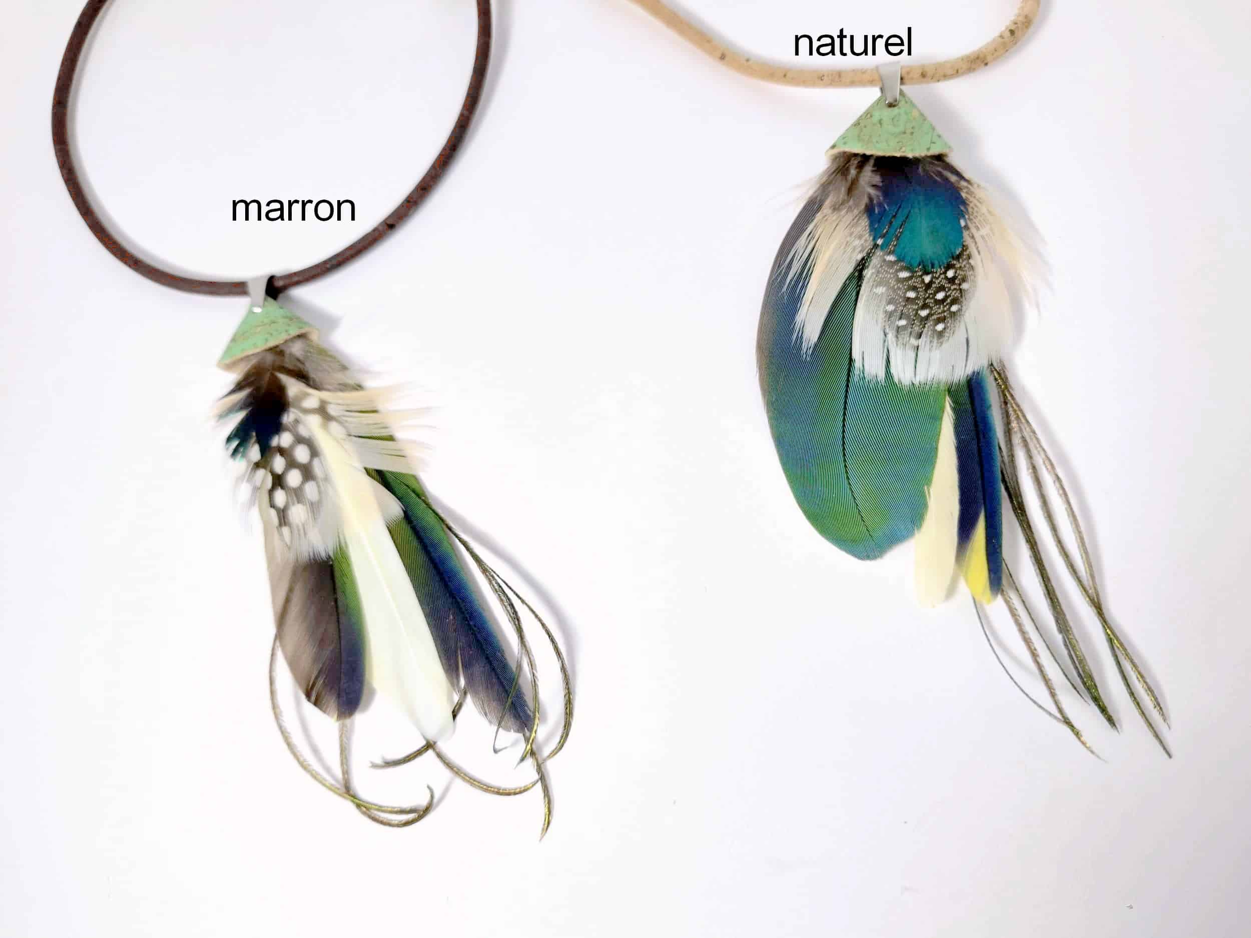 Collier Jungle n°3, composition de plumes bleu-vert – Image 9