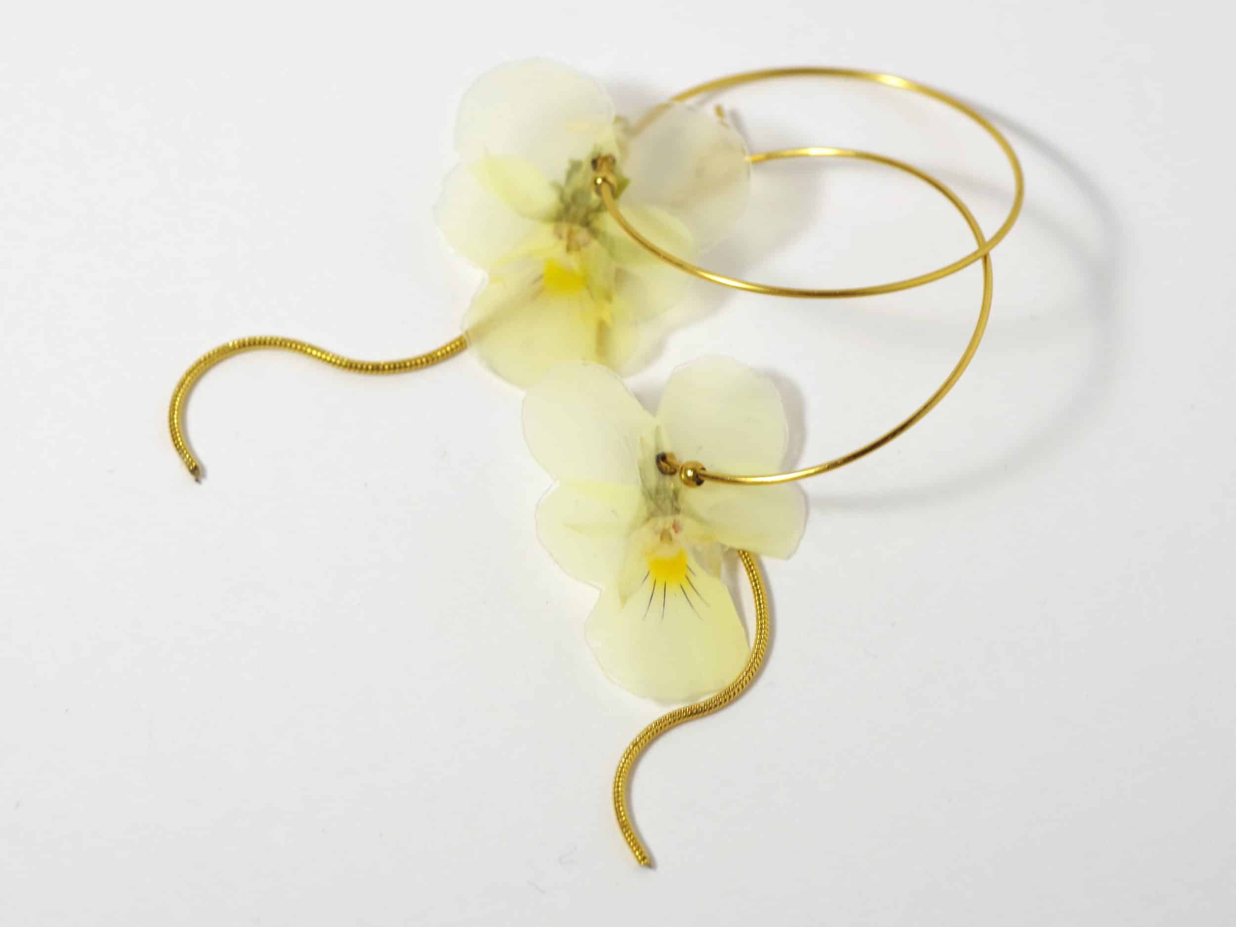 Boucles d'oreilles Elfy, mini pensées jaune – Image 2