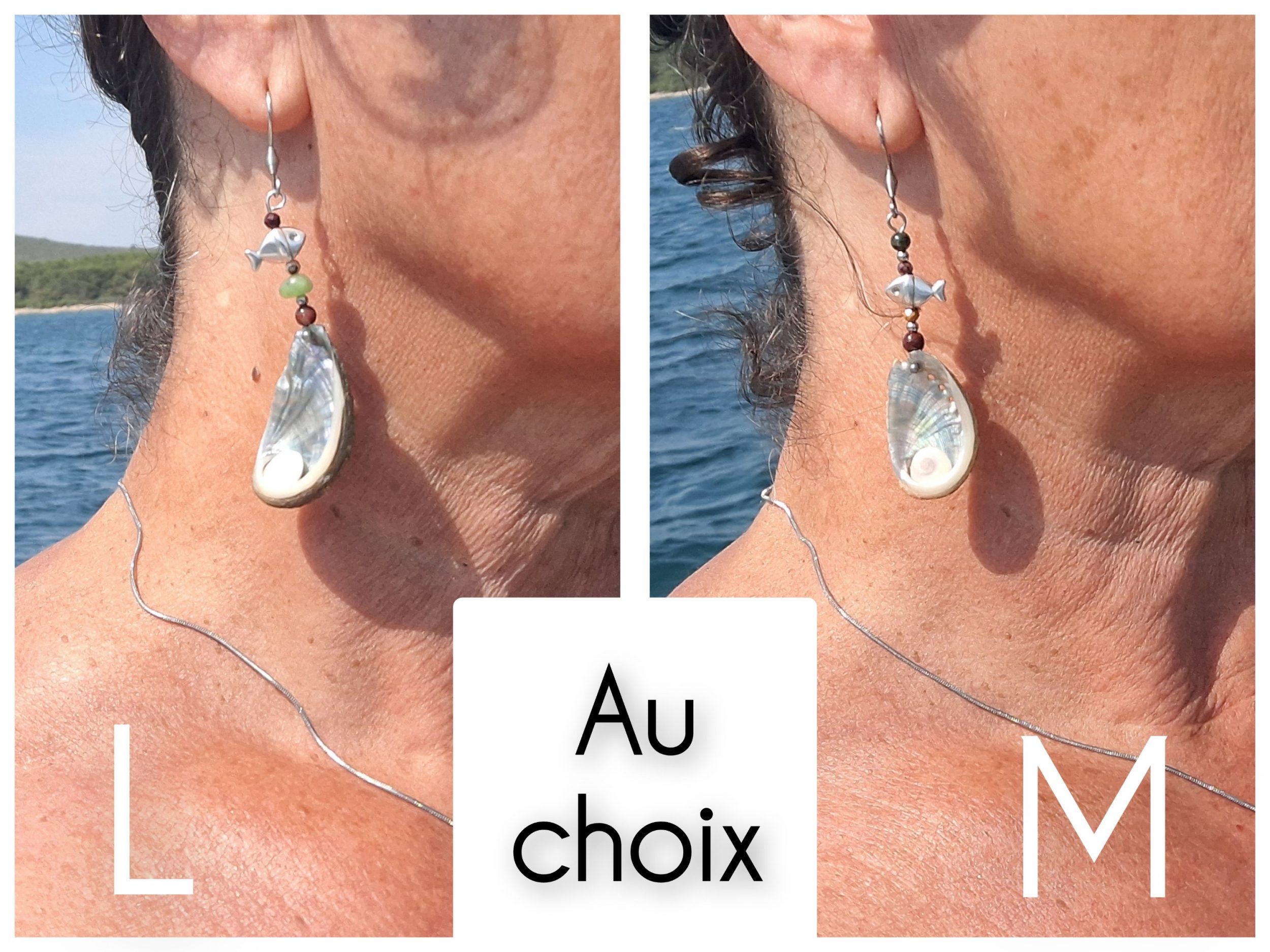 Boucles d'oreilles Corsica : ormeaux et yeux de sainte Lucie – Image 3