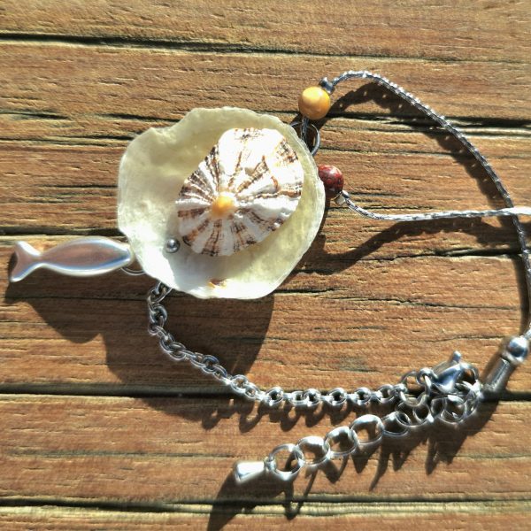 Bracelet asymetrique Fornelli, coquillages et inox