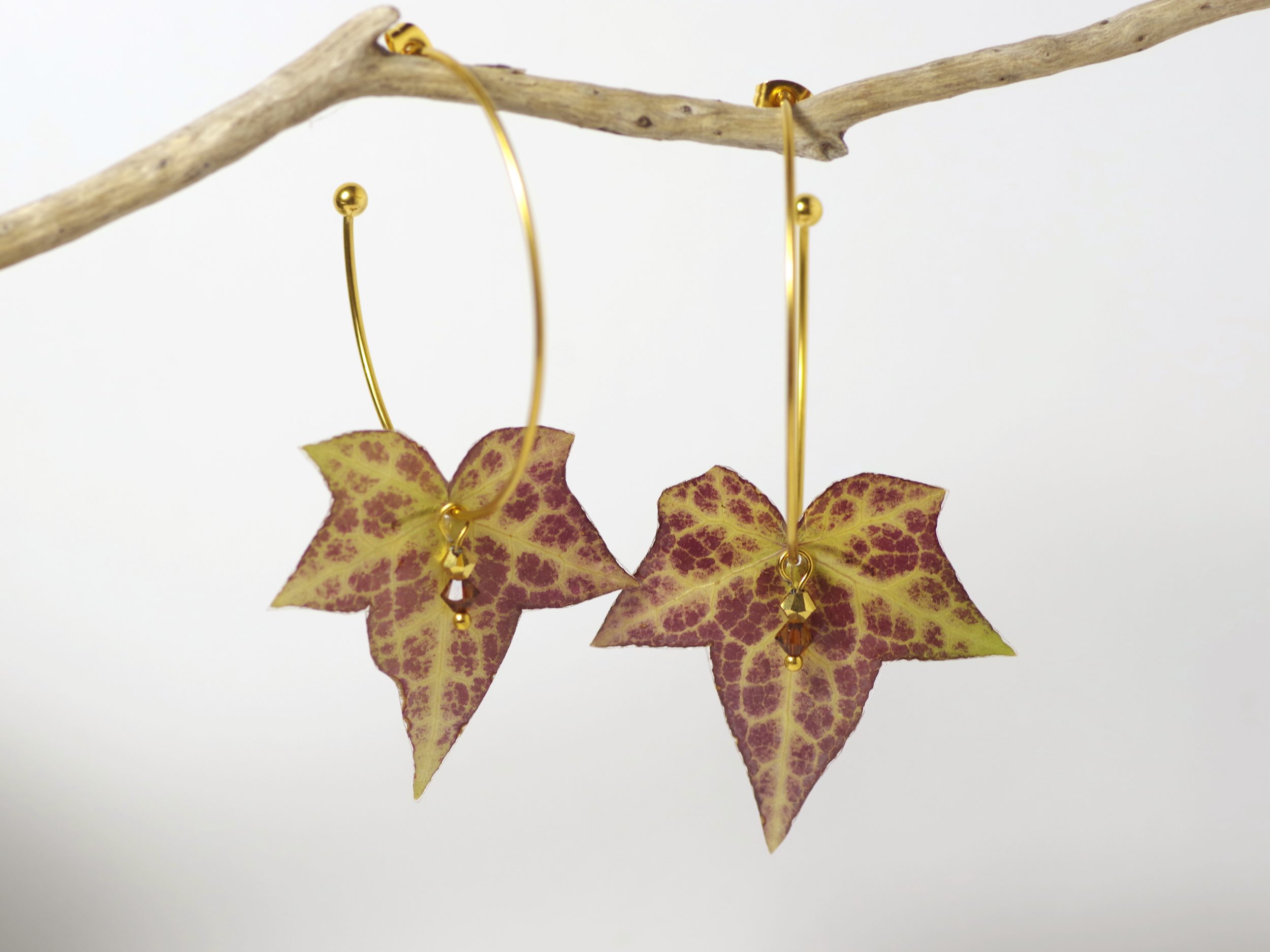 Boucles d'oreilles Flora, belles feuilles de lierre – Image 5