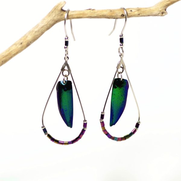 Boucles d'oreilles Arcane, scarabées brillants